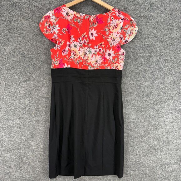 Alyx Dress Women 8 Black Floral Sheath Midi Zipper Lined Short Sleeve Casual - Picture 2 of 8